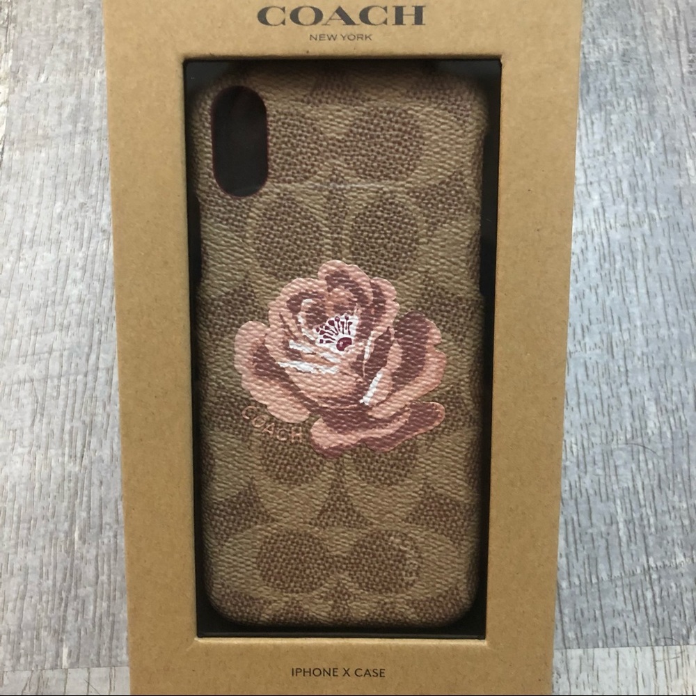 Iphone X Coach Case In Signature Rose Canvas